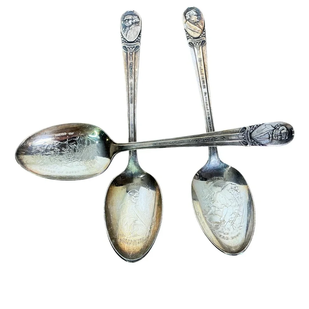 Vintage WM Rogers Presidential Spoon Series‎ Lot of 7 US History Silverplate